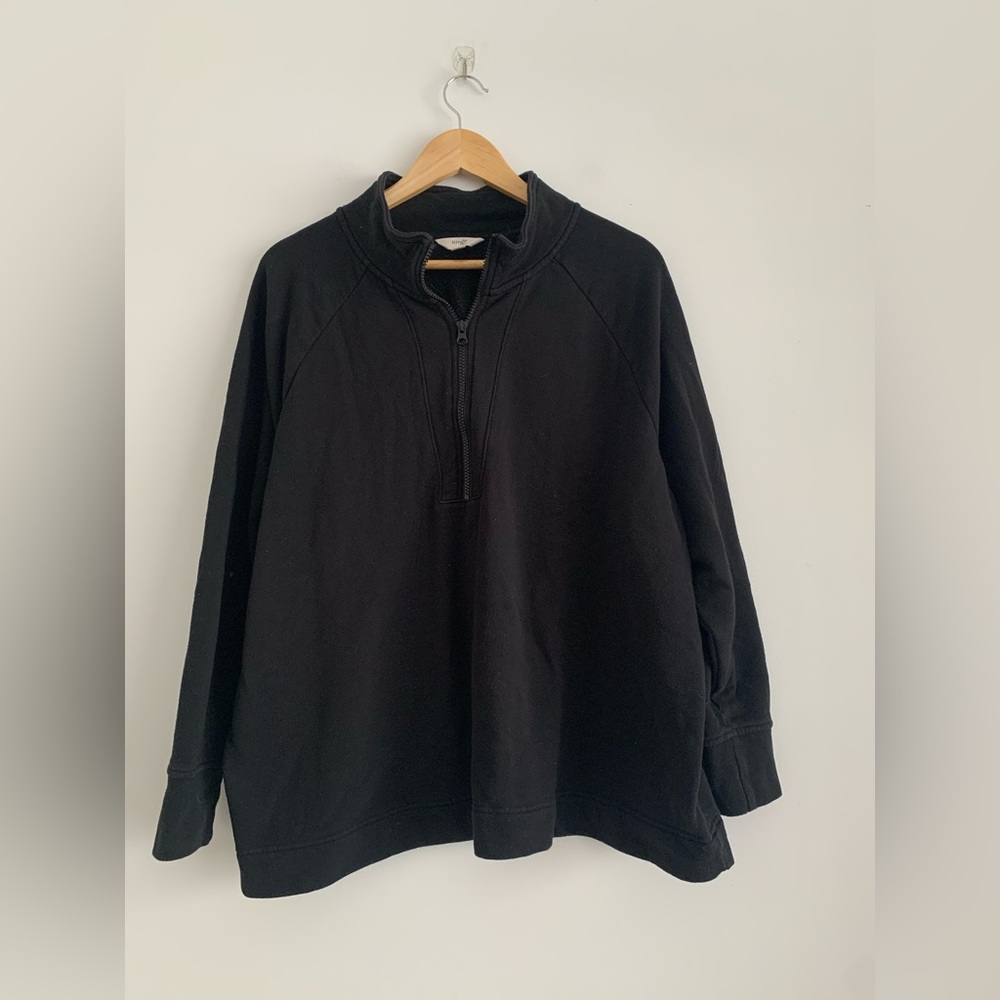 Terra & Sky black Quarter zip mock neck sweatshirt